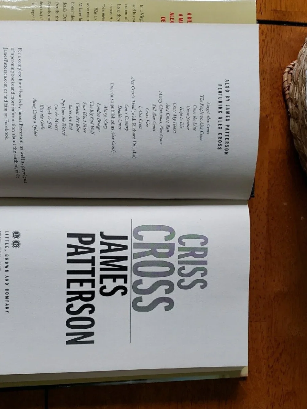 Criss Cross Hardcover Hard Cover Book By James Patterson